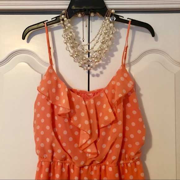 Pretty Peach Polka-Dot Dress, XL - Picture 2 of 3